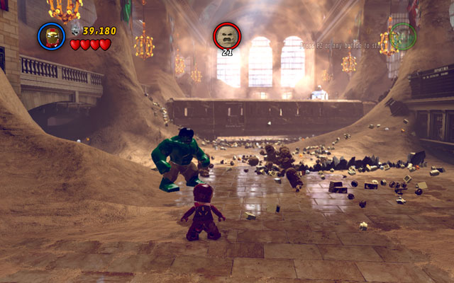 When you move further, you will face a train with 21 sand creeps on it - Sand Central Station - Walkthrough - LEGO Marvel Super Heroes - Game Guide and Walkthrough