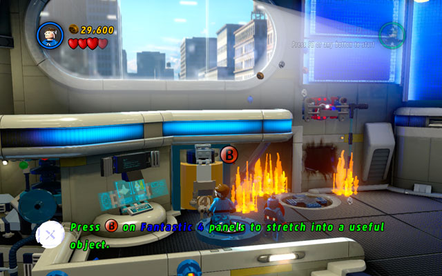 During fight with second wave of the enemies, the fire will broke up on the floor - Times Square Off - Walkthrough - LEGO Marvel Super Heroes - Game Guide and Walkthrough