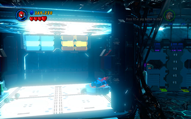 After the fight enter to the frozen, blue room on the right and step on the red button - Exploratory Laboratory - Walkthrough - LEGO Marvel Super Heroes - Game Guide and Walkthrough