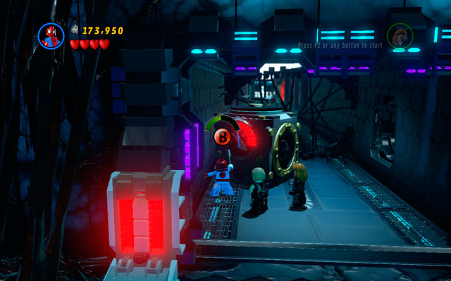 Enter to the corridor and destroy anything you will find there - Exploratory Laboratory - Walkthrough - LEGO Marvel Super Heroes - Game Guide and Walkthrough