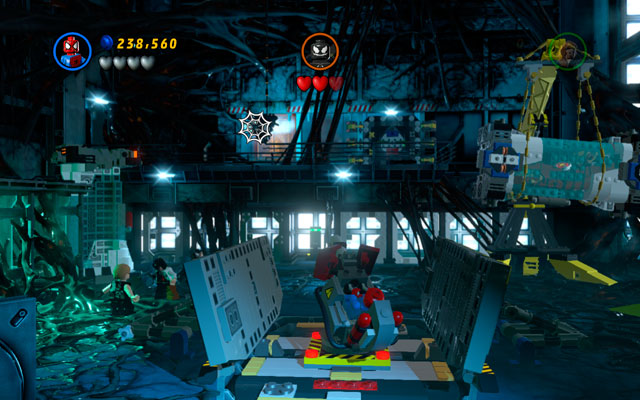 Wait for some time struggling with infinite group of minions - you need to survive long enough to see a computer appearing on the central wall - Exploratory Laboratory - Walkthrough - LEGO Marvel Super Heroes - Game Guide and Walkthrough