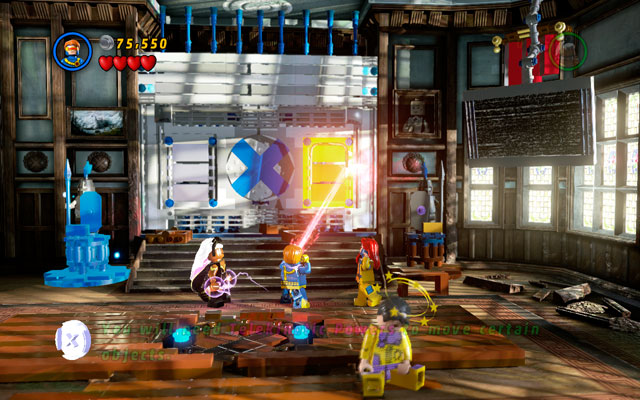 Defeat all enemies, then use Cyclop's laser ray to melt golden plate on the right side of the gate - Juggernauts and Crosses - Walkthrough - LEGO Marvel Super Heroes - Game Guide and Walkthrough