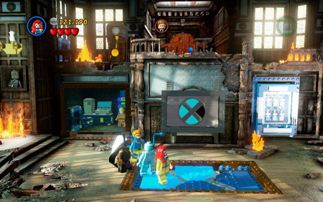 When strange touchpad appears on the floor, stand on it walking from the left to the right side (anticlockwise) - Juggernauts and Crosses - Walkthrough - LEGO Marvel Super Heroes - Game Guide and Walkthrough