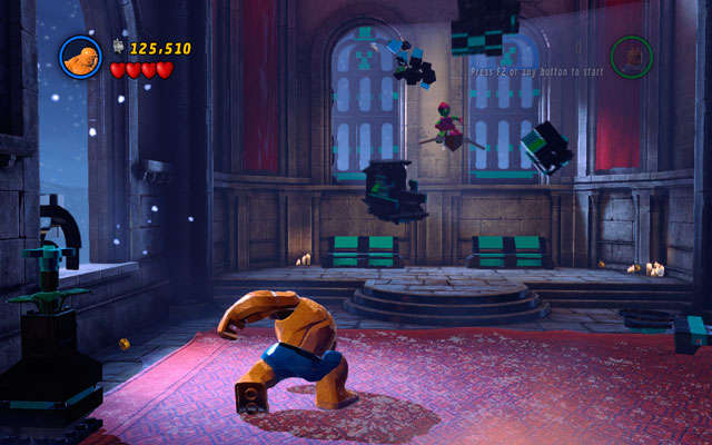 Kill all minions, then go to the central part of the arena and turn to the left - Doctor in the House - Walkthrough - LEGO Marvel Super Heroes - Game Guide and Walkthrough