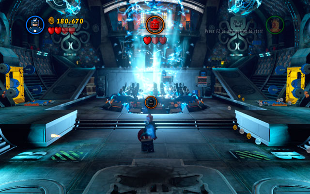Third stage of the fight looks very similar - the only difference is a reversal of the sides of the arena - Red Skull - Boss fights - LEGO Marvel Super Heroes - Game Guide and Walkthrough