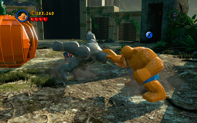 When villain is stunned, punch him as the Thing - Rhino and Magneto - Boss fights - LEGO Marvel Super Heroes - Game Guide and Walkthrough