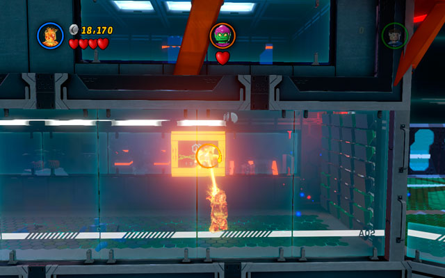 Second is hanged on the wall in the passage on the right - Exploratory Laboratory - Minikit Sets - LEGO Marvel Super Heroes - Game Guide and Walkthrough