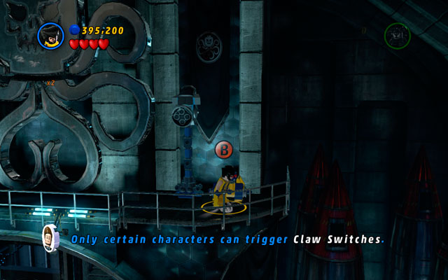 In the same location fly to the platform located above the entrance to the arena - Red Head Detention - Minikit Sets - LEGO Marvel Super Heroes - Game Guide and Walkthrough