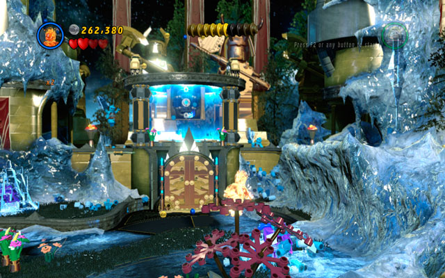 Second icicle is located in front of the gate (the one with power field) - just look behind the flowerbed - Bifrosty Reception - Minikit Sets - LEGO Marvel Super Heroes - Game Guide and Walkthrough