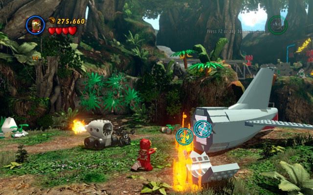 Go to the shattered aeroplane and use Iron Man's rockets to destroy silver plate on the tail - that's the only way to uncover this minikit - Rapturous Rise - Minikit Sets - LEGO Marvel Super Heroes - Game Guide and Walkthrough