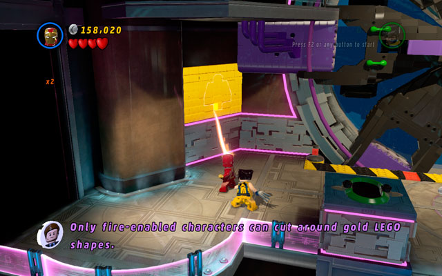 Melt a golden wall under mentioned room using a fire beam and then melt a golden monument - A Doom With a View - Minikit Sets - LEGO Marvel Super Heroes - Game Guide and Walkthrough