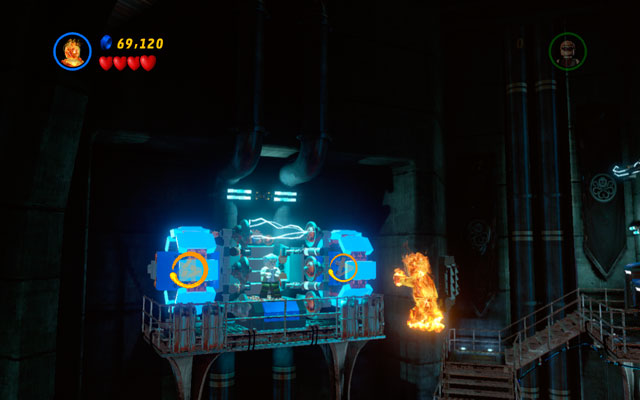 Enter to the factory part of the building (where you have met Human Torch for the first time) and fly up, heading to the upper-left corner of the room - The Main Campaign - Stan Lee in Peril - LEGO Marvel Super Heroes - Game Guide and Walkthrough