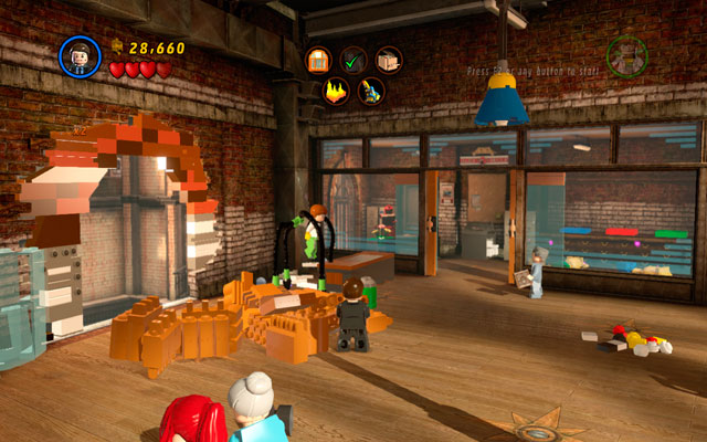 After that, you can build a window frame from the bricks that you have already received - Tabloid Tidy Up - Deadpool Bonus Missions: Walkthrough - LEGO Marvel Super Heroes - Game Guide and Walkthrough