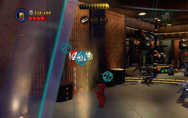 To collect the Iron Man (Heartbreaker) character token, you will have to destroy three bunches of balloons - House Party Protocol - Deadpool Bonus Missions: Collectables - LEGO Marvel Super Heroes - Game Guide and Walkthrough