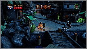 Enter the port and grab the torch (it is next to the gate) - Tortuga - walkthrough - The Curse of the Black Pearl - LEGO Pirates of the Caribbean: The Video Game - Game Guide and Walkthrough