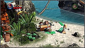 Give the banana to the monkey (it will run away at the beginning) and take the spade - Smuggler's Den - walkthrough - The Curse of the Black Pearl - LEGO Pirates of the Caribbean: The Video Game - Game Guide and Walkthrough