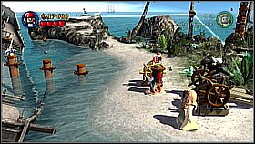 When you build the catapult the monkey will destroy the wooden hatch - put it in bales and take to the catapult - Smuggler's Den - walkthrough - The Curse of the Black Pearl - LEGO Pirates of the Caribbean: The Video Game - Game Guide and Walkthrough