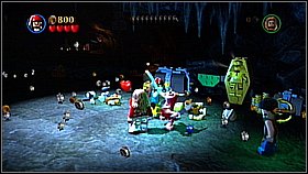 When the characters meet jump to grab the chains above their heads - Isla de Muerta - walkthrough - The Curse of the Black Pearl - LEGO Pirates of the Caribbean: The Video Game - Game Guide and Walkthrough