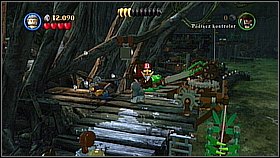 Use the helm three times until the monkey will get on the platform - A Touch of Destiny - walkthrough - Dead Man's Chest - LEGO Pirates of the Caribbean: The Video Game - Game Guide and Walkthrough