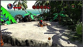 Jump over the shifting sand on the crabs pieces [1] and dig up the chest in the place where the beast was - Isla Cruces - walkthrough - Dead Man's Chest - LEGO Pirates of the Caribbean: The Video Game - Game Guide and Walkthrough