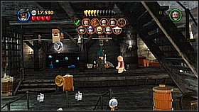 Get to the lower deck [1] and put the bricks against the wall - Davy Jones Locker - walkthrough - At World's End - LEGO Pirates of the Caribbean: The Video Game - Game Guide and Walkthrough