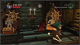 Jump above the table and choose the path on the left - The Brethren Court - walkthrough - At World's End - LEGO Pirates of the Caribbean: The Video Game - Game Guide and Walkthrough