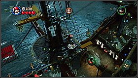 Use the hook to climb - Queen Annes Revenge - walkthrough - On Stranger Tides - LEGO Pirates of the Caribbean: The Video Game - Game Guide and Walkthrough