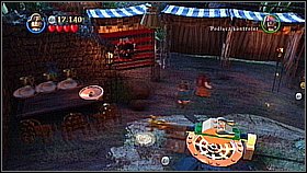 In one of the tents you will find chicken - roast it - A Spanish Legacy - walkthrough - On Stranger Tides - LEGO Pirates of the Caribbean: The Video Game - Game Guide and Walkthrough