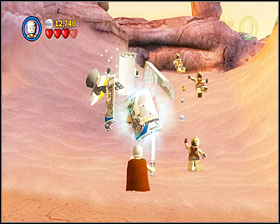 When you're in the next section, eliminate three Tusken Riders and use the loose bricks on the ground - Through the Jundland Wastes - Story Mode - Episode IV - LEGO Star Wars II: The Original Trilogy - Game Guide and Walkthrough