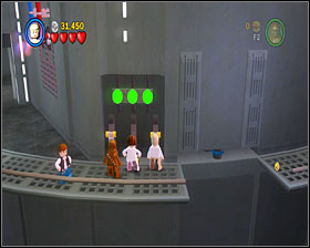 Go to the right and open the door, using the bricks to form a panel - Death Star Escape - Story Mode - Episode IV - LEGO Star Wars II: The Original Trilogy - Game Guide and Walkthrough