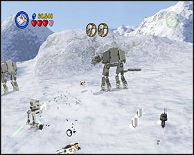 The last section is a battlefield similar to the one on Geonosis in the first game - Hoth Battle - Story Mode - Episode V - LEGO Star Wars II: The Original Trilogy - Game Guide and Walkthrough