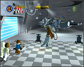 Now you're in a hangar with the Falcon in it - Escape from Echo Base - Story Mode - Episode V - LEGO Star Wars II: The Original Trilogy - Game Guide and Walkthrough