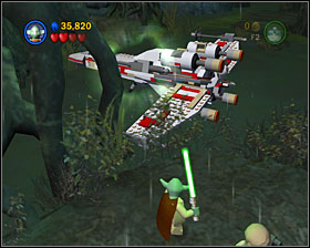 Use the Force to tear out the flowers and build a turnstile - Dagobah - Story Mode - Episode V - LEGO Star Wars II: The Original Trilogy - Game Guide and Walkthrough