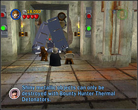 When you're in the next room, destroy the device to the right and make a platform out of its remains - Jabba's Palace - Story Mode - Episode VI - LEGO Star Wars II: The Original Trilogy - Game Guide and Walkthrough
