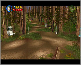 When you shoot down the two enemies, you'll be back on your feet - Speeder Showdown - Story Mode - Episode VI - LEGO Star Wars II: The Original Trilogy - Game Guide and Walkthrough