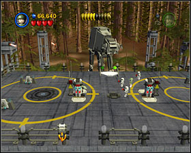 Use the two levers to gain access to the installation - Speeder Showdown - Story Mode - Episode VI - LEGO Star Wars II: The Original Trilogy - Game Guide and Walkthrough