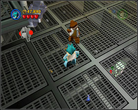 In the room shown on the screenshot use the detonator to blow up a shiny metal object - Secret Plans - Freeplay Mode - Episode IV - LEGO Star Wars II: The Original Trilogy - Game Guide and Walkthrough