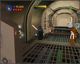 To make this minikit appear, you have to find 3 bricks with a violet face drawn on them - Secret Plans - Freeplay Mode - Episode IV - LEGO Star Wars II: The Original Trilogy - Game Guide and Walkthrough