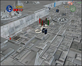 Just after the beginning of the level you'll see a cross-shaped marking on the surface of the Star - a turnstile will raise when you approach - Rebel Attack - Freeplay Mode - Episode IV - LEGO Star Wars II: The Original Trilogy - Game Guide and Walkthrough