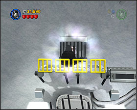As a Sith jump on one of the platforms near the door in the room with snow-slider - Escape from Echo Base - Freeplay Mode - Episode V - LEGO Star Wars II: The Original Trilogy - Game Guide and Walkthrough