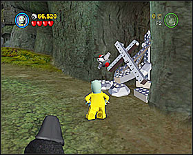 Just before the Vader fight area, use the detonator on the junk shown on the screenshot, then jump to the other side of the room - Dagobah - Freeplay Mode - Episode V - LEGO Star Wars II: The Original Trilogy - Game Guide and Walkthrough