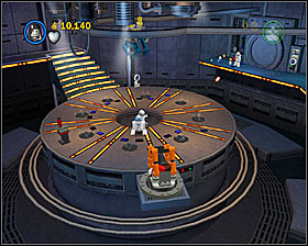 In the first Vader fight area, use the Dark Side on the control lever to the left, and then use the crane to throw one of the stormtroopers into the freezing chamber - Cloud City Trap - Freeplay Mode - Episode V - LEGO Star Wars II: The Original Trilogy - Game Guide and Walkthrough