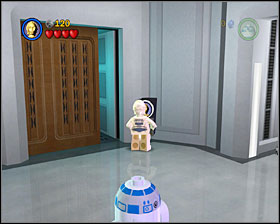 Just where you start the level, there's a 3PO access door - Betrayal Over Bespin - Freeplay Mode - Episode V - LEGO Star Wars II: The Original Trilogy - Game Guide and Walkthrough