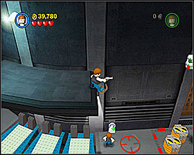 Switch to R2 in a spot shown on the screenshot and hover across - Betrayal Over Bespin - Freeplay Mode - Episode V - LEGO Star Wars II: The Original Trilogy - Game Guide and Walkthrough