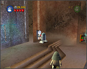 On the left side of the room where Luke joined you in Story Mode there's a R2 panel - Jabba's Palace - Freeplay Mode - Episode VI - LEGO Star Wars II: The Original Trilogy - Game Guide and Walkthrough
