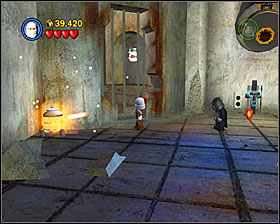 In a room with orange weights build a bomb on the left and shoot it a few times - Jabba's Palace - Freeplay Mode - Episode VI - LEGO Star Wars II: The Original Trilogy - Game Guide and Walkthrough