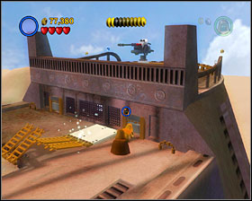 At the end of the level enter the tunnel using a small character - The Great Pit of Carkoon - Freeplay Mode - Episode VI - LEGO Star Wars II: The Original Trilogy - Game Guide and Walkthrough