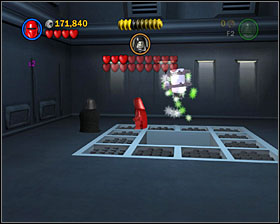 Go through the door near #4 and light up all 12 panels on the floor by quickly walking over them - Jedi Destiny - Freeplay Mode - Episode VI - LEGO Star Wars II: The Original Trilogy - Game Guide and Walkthrough