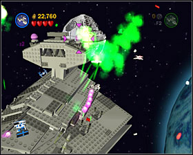 Near one of the star destroyers (screen) - Into the Death Star - Freeplay Mode - Episode VI - LEGO Star Wars II: The Original Trilogy - Game Guide and Walkthrough