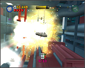 The 3 remaining parts can be found when firing blindly your way out of the Death Star - Into the Death Star - Freeplay Mode - Episode VI - LEGO Star Wars II: The Original Trilogy - Game Guide and Walkthrough